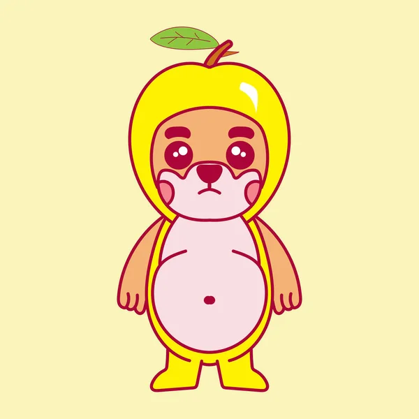 Desenho Animado Cão Mascote Ilustração Traje Frutas Limão — Vetor de Stock