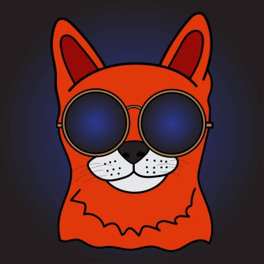 karikatür kedisi maskotu güneş gözlüklü