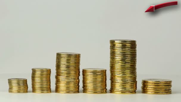 Plusieurs colonnes de pièces de monnaie 