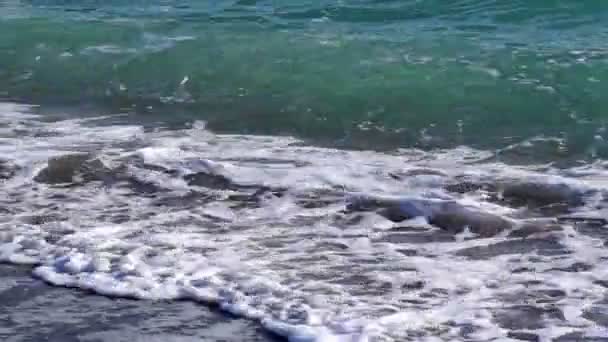 As ondas rolaram na costa arenosa — Vídeo de Stock