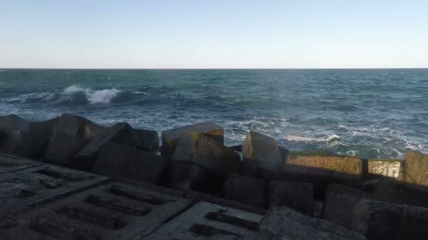 Surf and Rainbow at the Breakwater — Stock Video