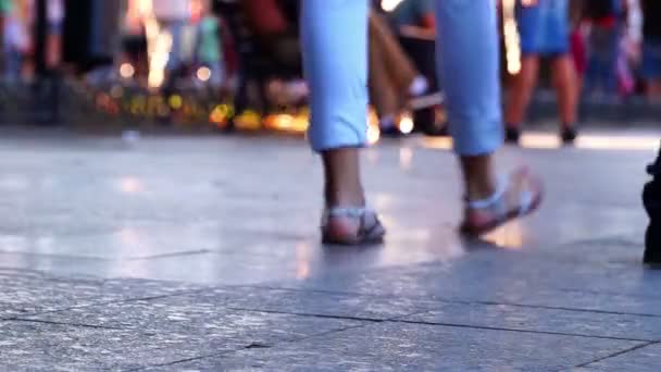 People Walking on Sidewalk — Stock Video