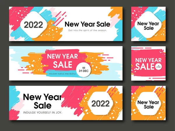 New Year Sale Social Media Banners — Stock Vector