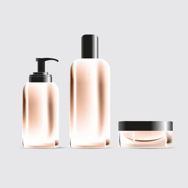 Conjunto Cosméticos Pastel Brillante Botellas — Archivo Imágenes Vectoriales