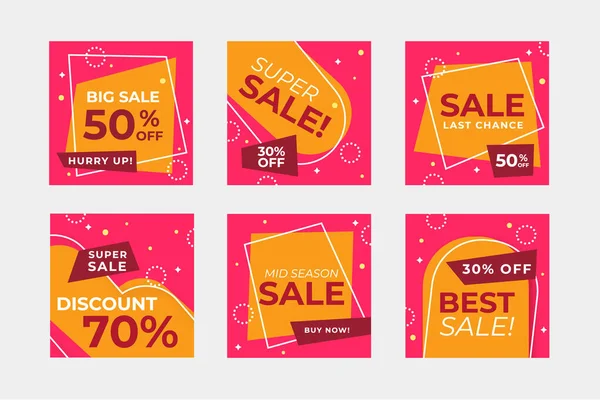 Bright Pink Social Banner Set Sale — Stock Vector