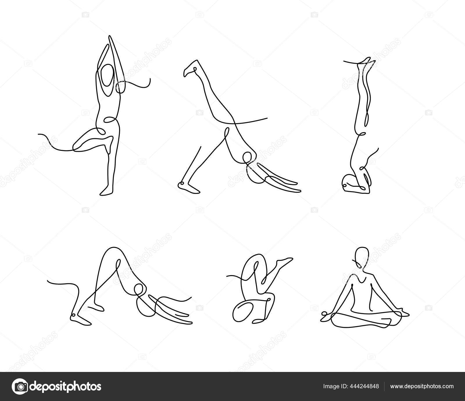 One continuous drawn line of yoga pose young man Vector Image