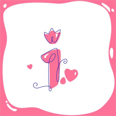 Çocukların doğum günü için bir numaralı çizgi film. Vektör satırı sanatı.