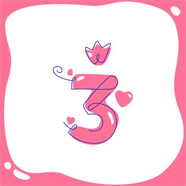 Çocukların doğum günü için çizgi film ağacı. Vektör hattı sanatı. Bir satır.