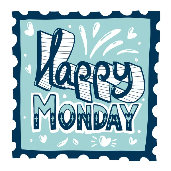 Happy Monday Poststempel mit Schriftzug. Typografie-Stempel. Vektor typografische Dekorillustration. — Stockvektor