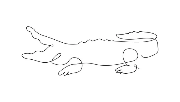 Crocodile one line. outline. continuous line. Vector illustration — Stock Vector