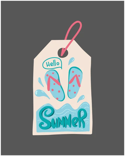 Label de vente d'été. Profite de Summer tag. Étiquettes heure d'été et vacances. Tags promotion. Illustration de caniche carte postale et vente au détail. — Image vectorielle