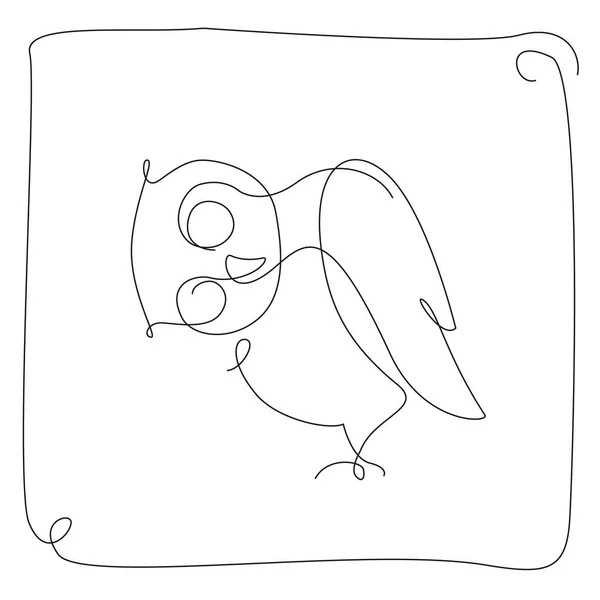 Owl simple line illustration. cute owl line art. continuous line bird. — Stock Vector