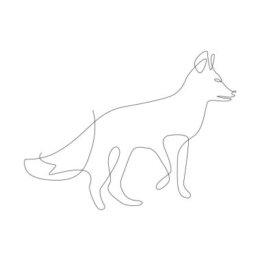 Fox basit bir illüstrasyon. Bir çizgi grafik. sürekli çizgi minimalist vektörü. Fox Line sanatı, vahşi hayvanlar..