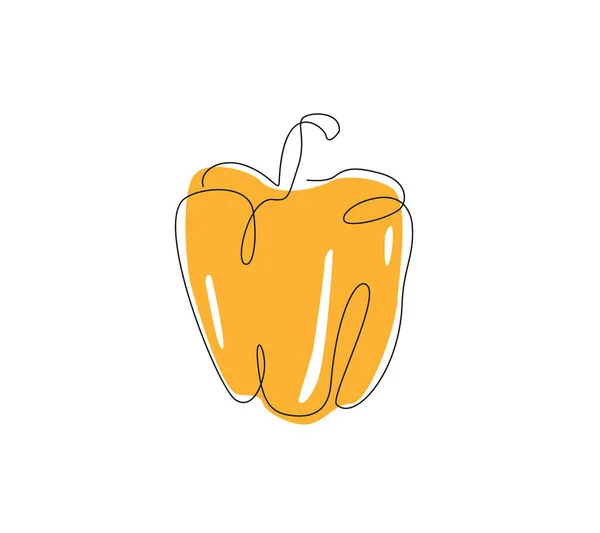 Bir çizgi tatlı biber. Devamlı yemek hattı. Paprika minimalist tasarımı. Sebze koleksiyonu. 