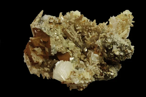 水晶、方解石、黄鉄鉱 (207) — ストック写真