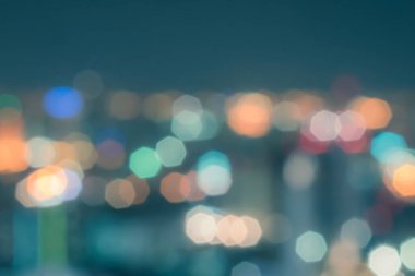 Bangkok 'un renkli gece lambalarının bulanık ve soyut arkaplanı