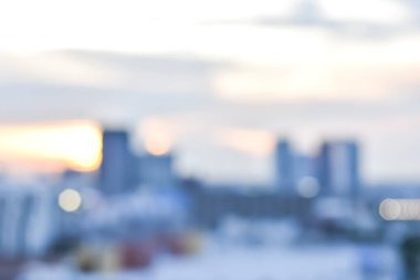 Bulanık şehir arka plan manzarası Bangkok şehir manzarası manzarası peyzaj gece ışıkları ılık klasik tonda bohçalanır