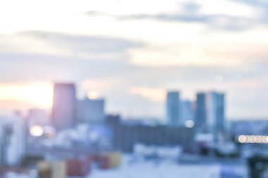 Bulanık şehir arka plan manzarası Bangkok şehir manzarası manzarası peyzaj gece ışıkları ılık klasik tonda bohçalanır