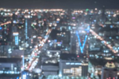Bulanık şehir arka plan çatısı görüntüsü Bangkok şehir manzarası peyzaj gece ışıkları bokeh  