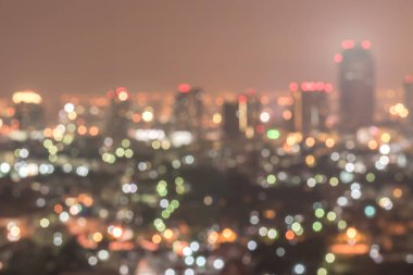 Bulanık şehir arka plan çatısı görüntüsü Bangkok şehir manzarası peyzaj gece ışıkları bokeh  