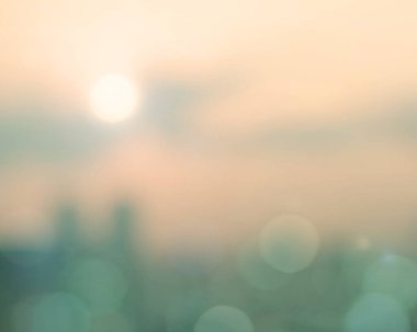 Bulanık bir arkaplan. Dün gece gün batımında Bokeh 'le birlikte Bangkok' un ütopyasının ütopyasıyla.