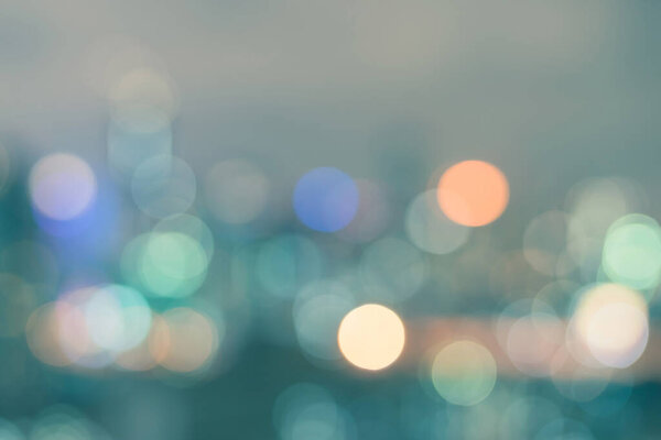 Blurred abstract background of colorful bokeh night lights of Bangkok