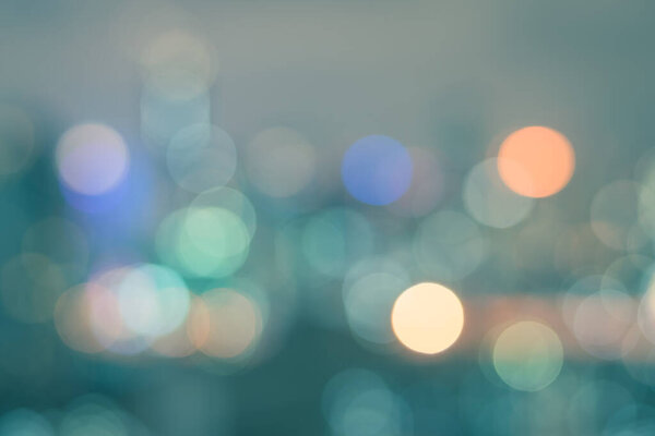 Blurred abstract background of colorful bokeh night lights of Bangkok