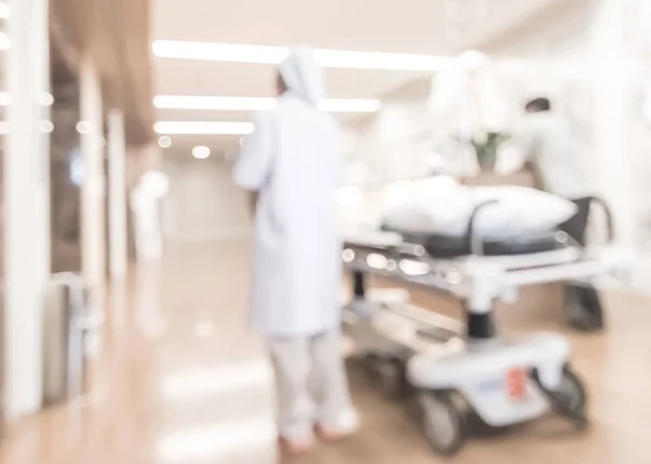 Sfocatura Sfondo Infermiere Personale Che Lavora Sul Corridoio Dell Ospedale — Foto Stock