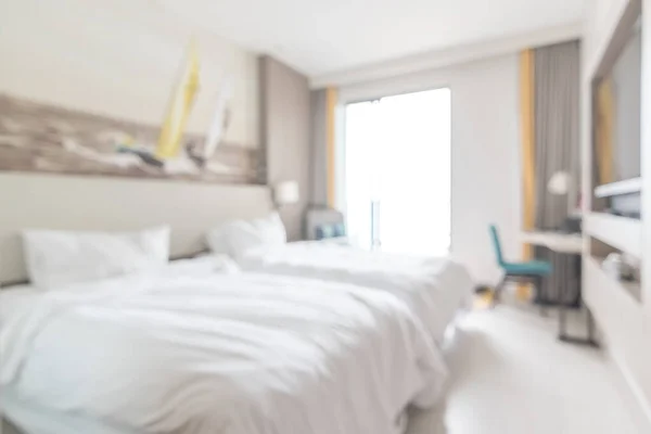 Δωμάτιο Ξενοδοχείου Θολό Φόντο Άνεση Διπλό Κρεβάτι Τηλεόραση Στο Πολυτελές — Φωτογραφία Αρχείου