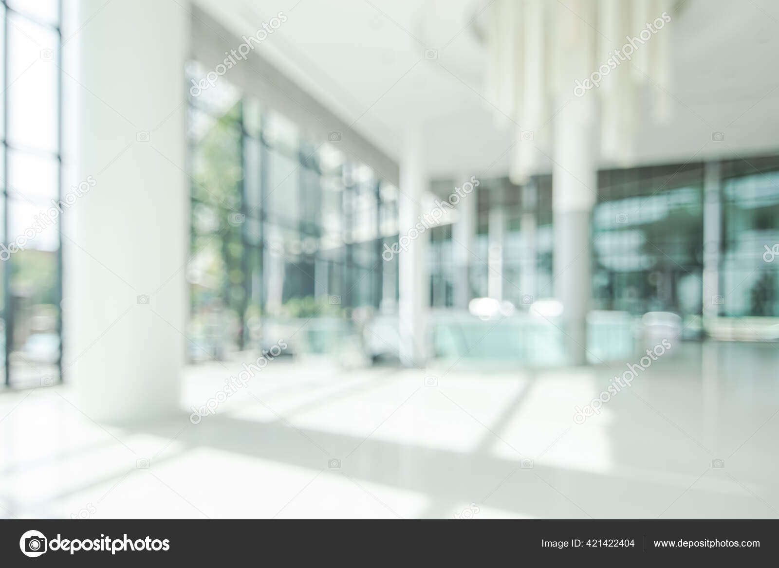 Blur Background Interior View Looking Out Empty Office Lobby Entrance