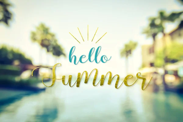 Hallo Sommer Mit Schwimmbad Tropischen Urlaub Hintergrund — Stockfoto
