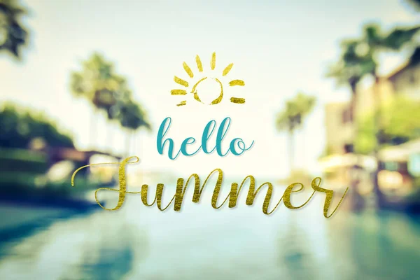 Hallo Sommer Mit Schwimmbad Tropischen Urlaub Hintergrund — Stockfoto