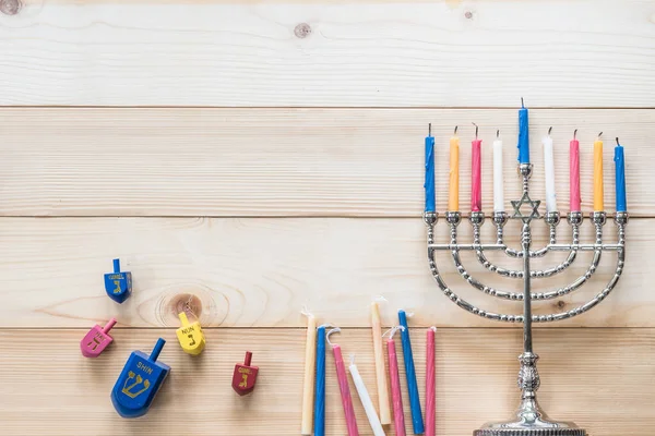 Hanukkah Chanukah Jewish Holiday Background Menorah Judaism Candelabra Burned Candles — Stock Photo, Image