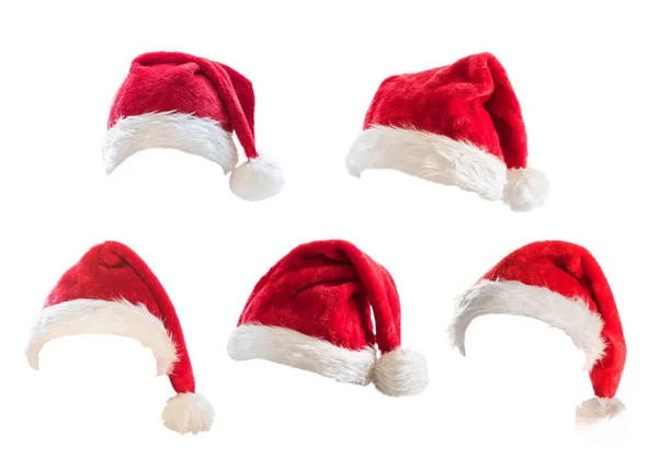 サンタクロースのヘルパー赤い帽子の衣装は クリッピングパスで白い背景に隔離されましたクリスマスと新年の休日のお祝いのデザインの装飾 — ストック写真