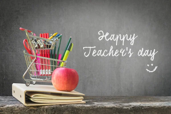 Happy Teacher Day Concept Announcement School Black Chalkboard — стоковое фото