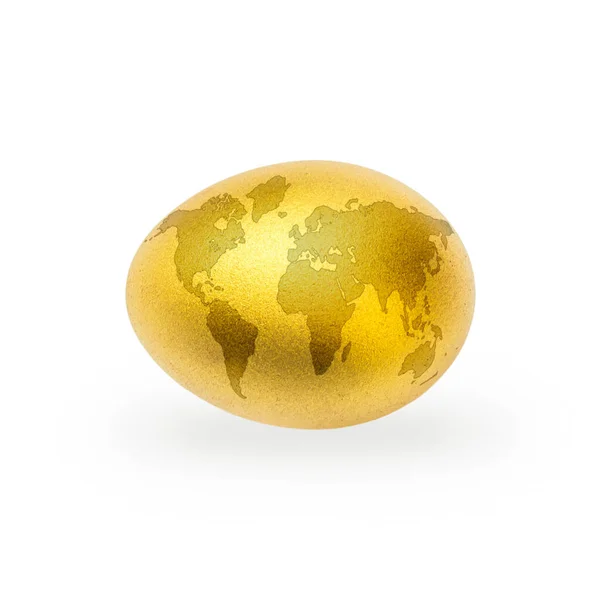 Dünya Haritası Desenli Emeklilik Planlama Kavramı Ile Altın Yumurta Fırsatı — Stok fotoğraf