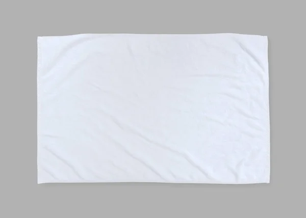 Beyaz Havlu Şablon Pamuk Kumaş Sileceği Maketi Gri Arkaplanda Kırpma — Stok fotoğraf