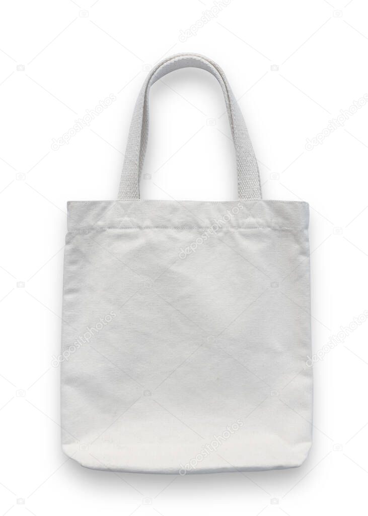 Tote bag mockup, blank canvas cotton fabric cloth for eco shopping sack mock up template isolated on white background (clipping path)