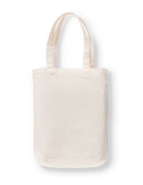 Tote bag modeli, boş tuval kumaş kumaş eko alışveriş çuvalı için taklit şablon beyaz arkaplan üzerinde izole (kırpma yolu))