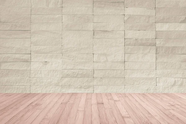 Mur Carreaux Roche Crème Beige Avec Plancher Bois Couleur Brun — Photo