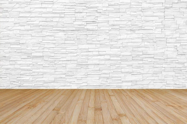 Limestone Rock Tile Wall Backdrop White Grey Color Wooden Floor — Stock Photo, Image