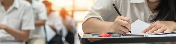 Exam School Student Taking Educational Admission Test Class Thinking Hard — Stock Photo, Image