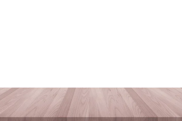 Isolated Wood Floor Table Top White Wall Background Light Red — Stock Photo, Image