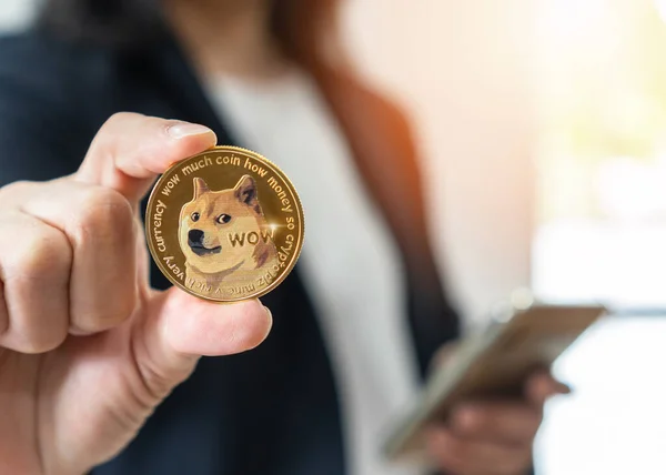 Dogecoin Doge Coin Kryptowährung Digitale Kryptowährungen Token Für Defi Dezentralisierte — Stockfoto