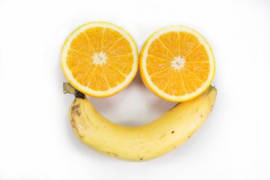 Gülümseme meyve portakal ve muz