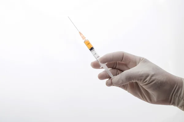 Syringe closeup on white background — Stock Photo, Image