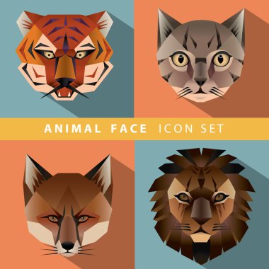 Hayvan yüz simgesi seti