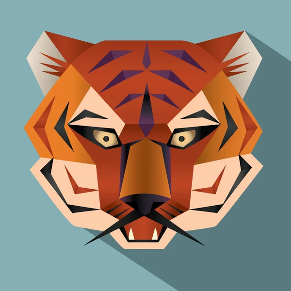 Cara de tigre con diseño plano — Archivo Imágenes Vectoriales