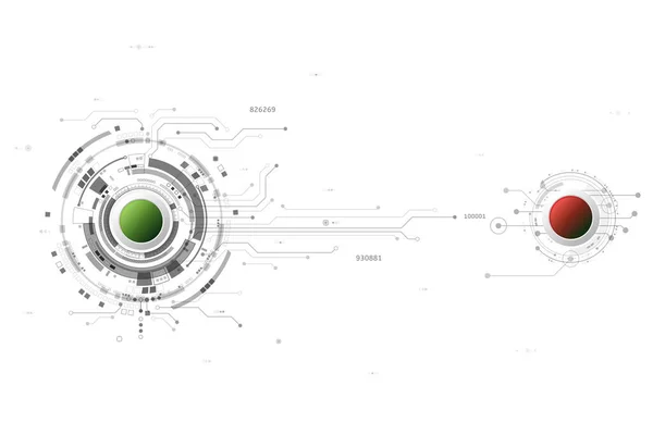 具有绿色按钮和红色按钮的矢量网络安全电路板作为技术背景 — 图库矢量图片
