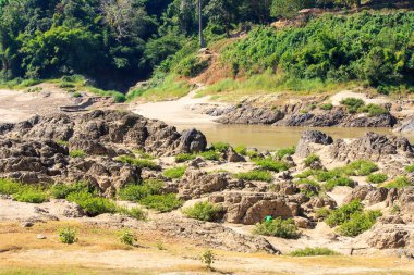 Sınır Tayland nehirde Salween ve Myanmar